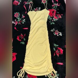 Yellow mini tie dress